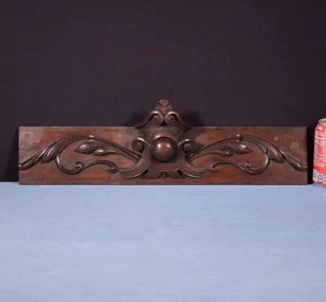 21" French Antique Hand Carved Architectural Panel Solid Oak Wood Trim 2