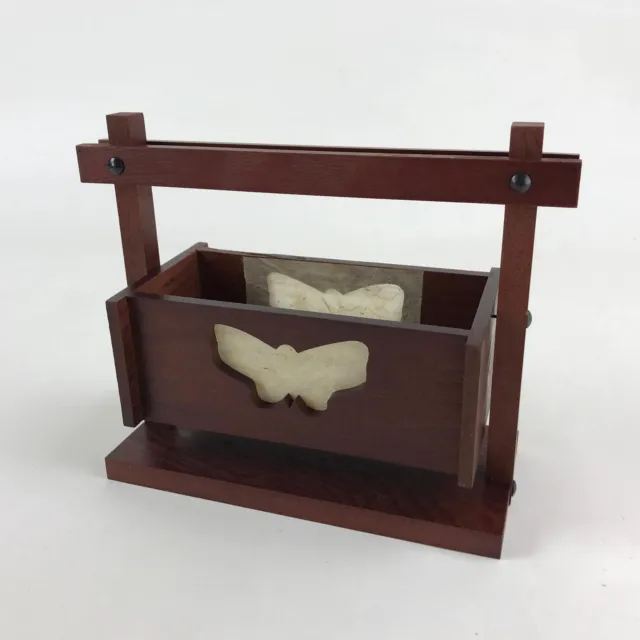 Japanese Wooden Display Box Wall Table Mount Butterfly Brown Brush Lacquer LWB55