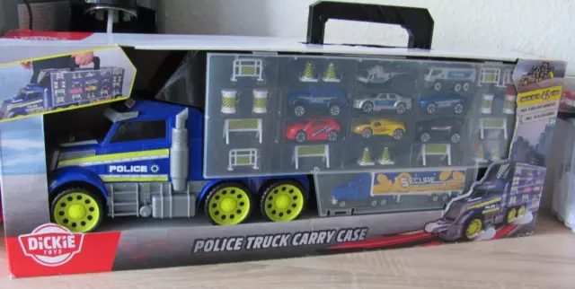 Dickie Toys Polizei LKW Tragbar 9 Druckgussautos und Zubehör  NEU/OVP