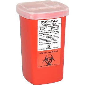 Oakridge Products 1 Quart Sharps Container w/ Flip Lid, Red OAKRIDGE PRODUCTS