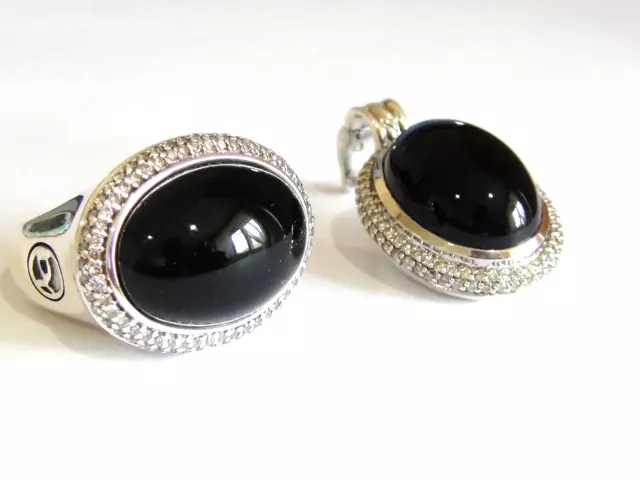 David Yurman Oval Black Onyx Diamond Ice Enhancer David Yurman Oval Black Onyx Diamond Ice Enhancer