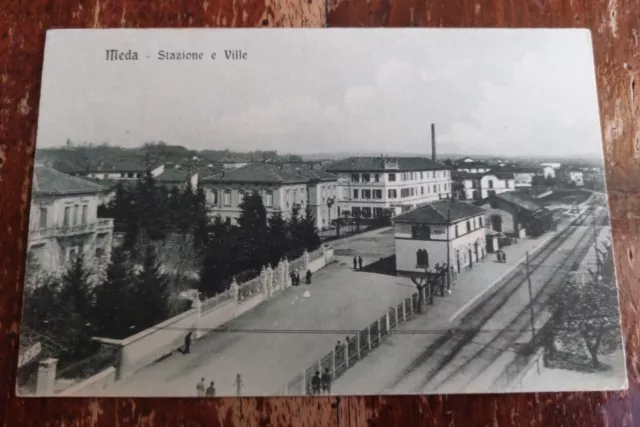 Cartolina D'epoca Originale Meda Stazione Ville Provincia Monza Brianza Mb