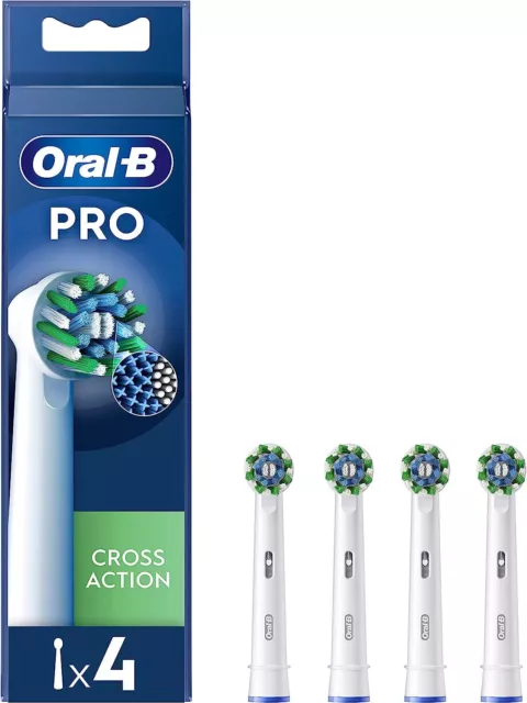 Oral-B Pro Cross Action Toothbrush Heads White Pack of 4 or Pack of 8