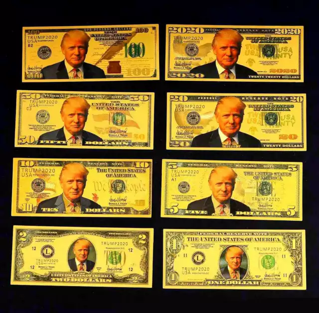 ★★ Usa : Collection De 8 Billets Polymer  " Or "  1 A 2020 Dollars Trump ★★★★