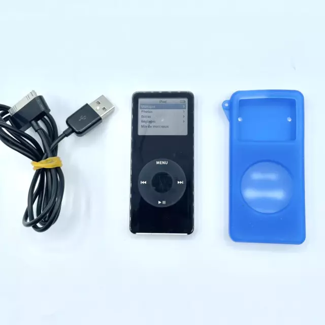  Apple iPod Nano 1ère Génération 1go noir A1137 avec câble et coque silicone