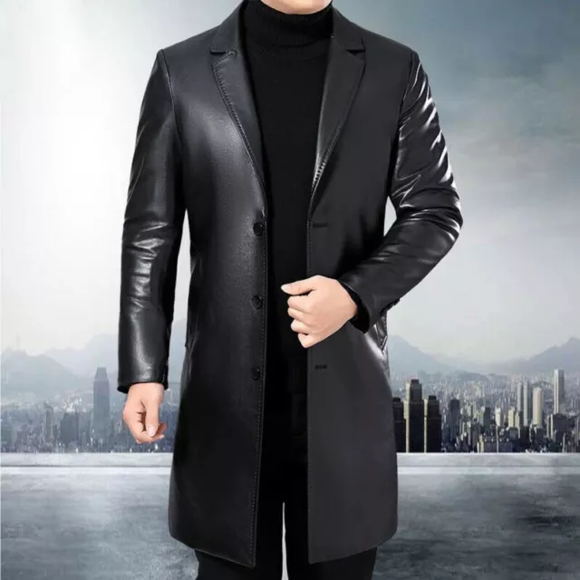 Tout Neuf Homme Cuir Noir Trench-Coat 100% Souple Peau D'Agneau Slim Fit Manteau