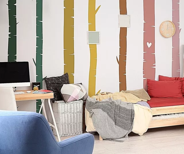 Colorful Birch Tree Wall Rainbow Wall Decals, Stickers, Wall Art Decoration 471