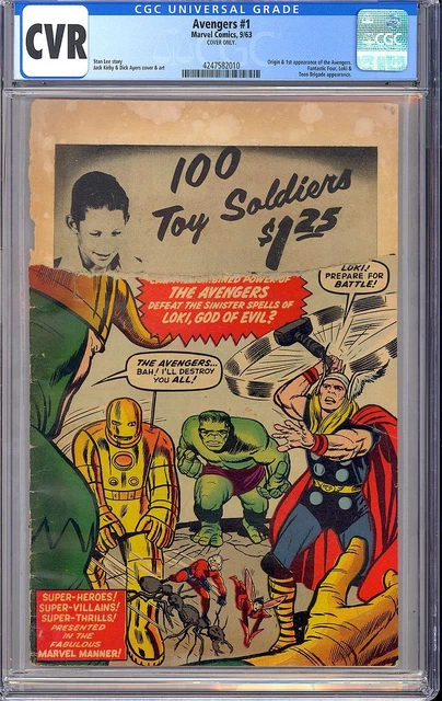 Avengers #1 COVER ONLY Origin & 1st App. Avengers Marvel Comic 1963 CGC CVR
