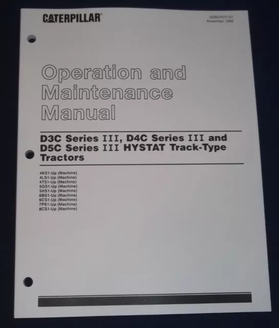 Cat Caterpillar D3C D4C D5C Series Iii Hystat Dozer Operation Maintenance Manual