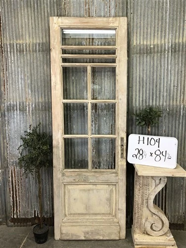 Antique French Single Door (28x84.5) 9 Pane Glass European Door H104