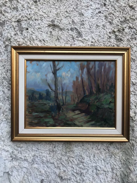 Quadro vintage -Paesaggio- dipinto a olio su masonite