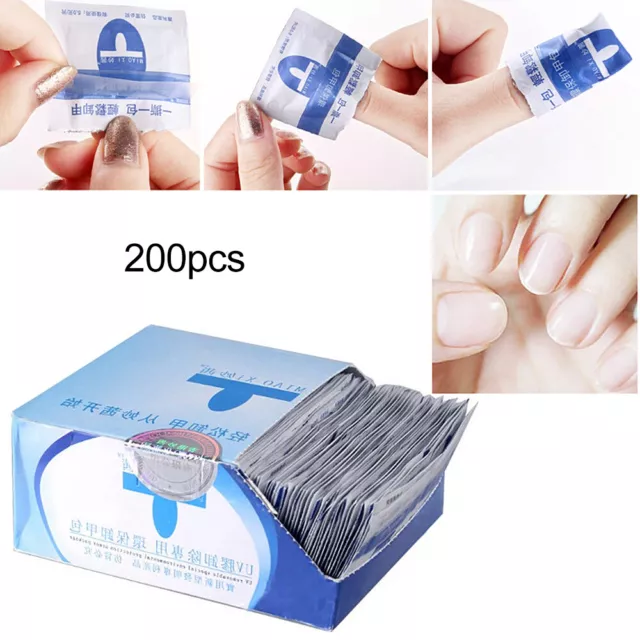 200pcs Disposable Gel Nail Polish Remover Pads UV Soak Off Acetone Removal Wraps