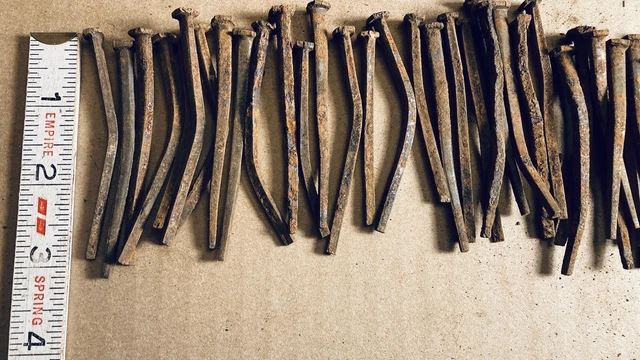 Antique Wrought Iron Cut Nails w/ Square Heads Restoration Real Antique Hardware 2