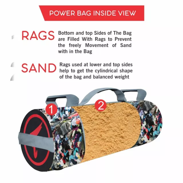 Weighed Power Bag Sand Filled 5-30KG Cross fit Fitness Gym Strength Training Bag 3