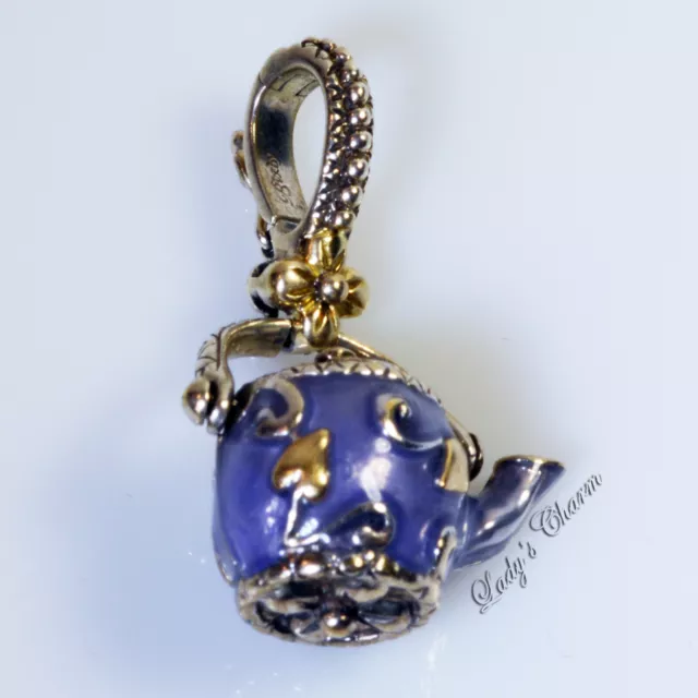 🦋 Barbara Bixby Enamel Tea Pot Enhancer Sterling Silver 18k Gold Pendant Charm