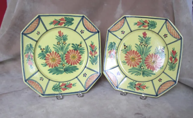 Pair of HB Quimper Octagonal Plates