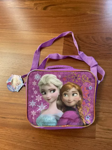 Nuevo Disney Frozen Elsa Anna Púrpura Escuela Lunch Bolso Juguetes Estuche de Transporte Nuevo con Etiquetas