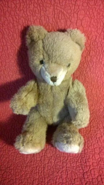 Vintage 14" MUSICAL WIND UP TEDDY BEAR FULLY JOINTED brown plush stuffed