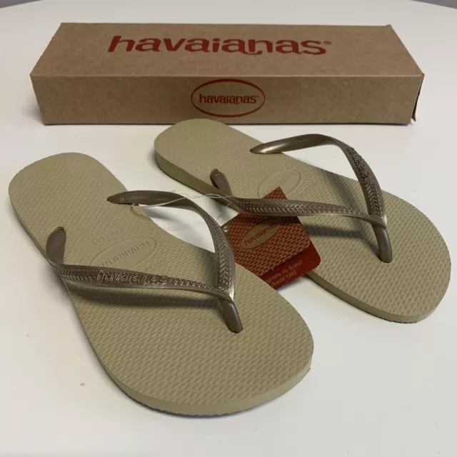 Genuine HAVAIANAS Slim Sand Grey Flip Flops. BR Size 35-36 (UK 4) RRP £25