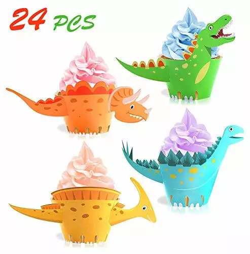 Unique Store Set di 24 Decorazioni per Cupcake, Dinosauro Cupcake Topper (n0D)