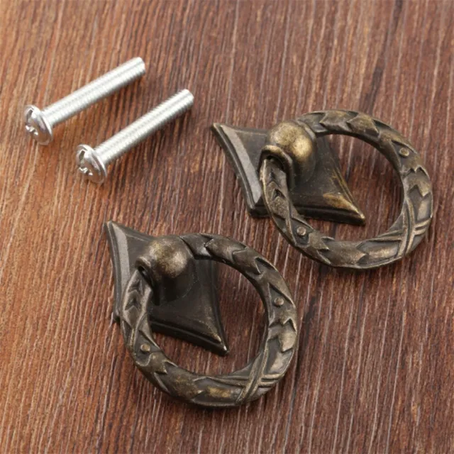 Household Dresser Cabinet Knobs Drawer Closet Drop Ring Pull Handle Hardware 2x