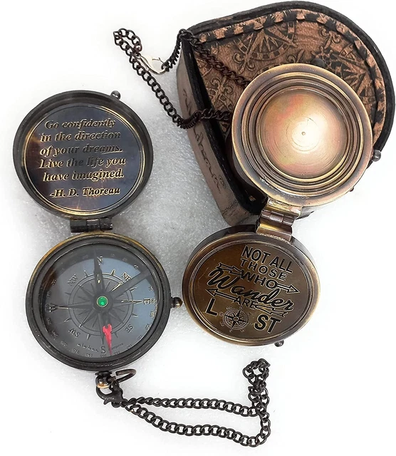 Inspirational Gifts for Boys & Men | Engraved Compass - H D Thoreau - Go Confide