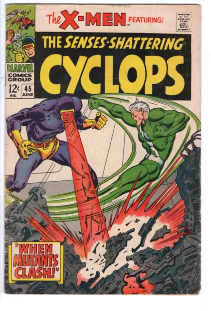 X-Men #45 (1968) - Grade 4.5 - Cyclops And Quicksilver Clash - Iceman Origin!