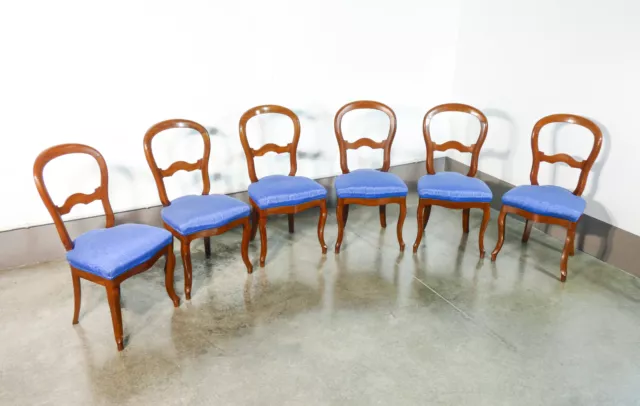 ⚜️ Set 6 Sillas Luis Felipe Época 1800 Madera Nuez Sólido De Comedor Sillón