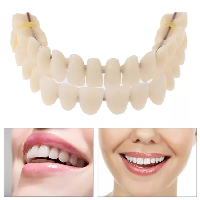 28pcs False Teeth Whitening Dentures Temporary Fake Tooth Upper Lower Remova-wf_