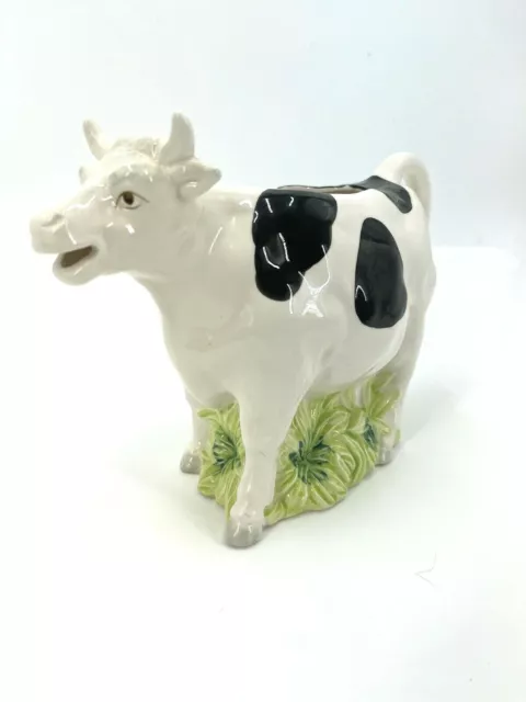 VINTAGE The Haldon Group Majolica Cow Gravy Server Rare 6 1/2” x 9 1/2”