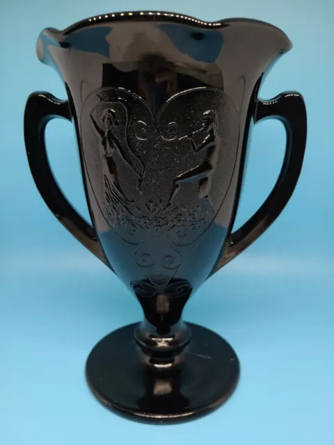 Antique Art Deco Black Amethyst Glass Heart Vase Urn  ART DECO URN
