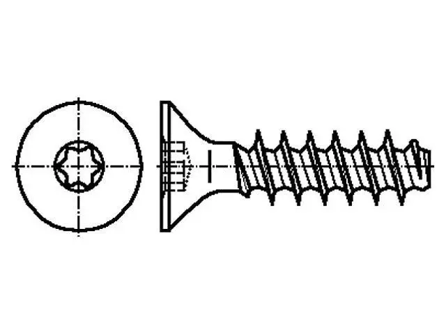 100X 3757654 Schraube für Kunststoff 2,5x10 Kopf: Senkkopf Torx® Zink BOSSARD