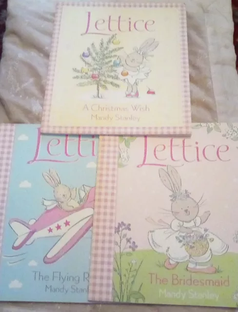 Set 3 x Lettice Rabbit Books. Christmas Wish, Bridesmaid, Flying Rabbit. VGC.