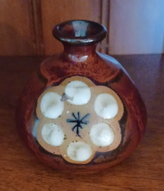 Vintage OMC Otagiri Japan Brown Pottery Flower Bud Vase 3 1/2” Retro Decorative