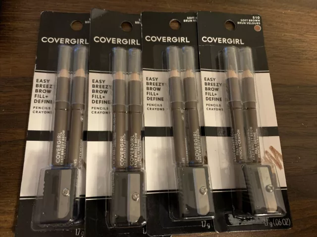 Lot of 2 Covergirl Easy Breezy Brow Fill Define Pencils #510 Soft Brown