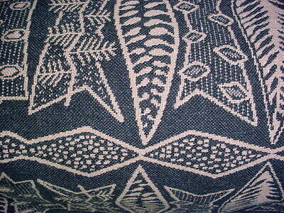 15-5/8Y Kravet Lee Jofa Navy Taupe Tribal Leaf Linen Upholstery Fabric 3