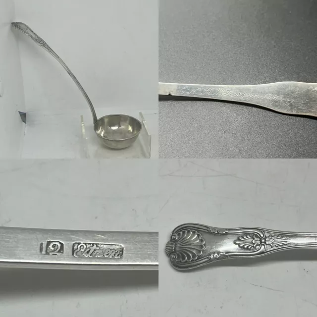 c1840 Ornate Antique German .750 Silver Ladle Spoon, Eitzen 36 Grams 7.5” Long