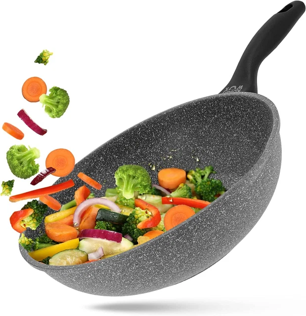 Padella Wok in Pietra Granito, Antiaderente, 28 Cm | Tutti I Piani Cottura: Indu
