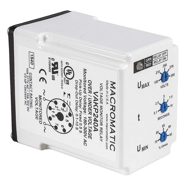 MACROMATIC VAKP240A Volt Sensor Relay,240VAC,10A @ 240V,SPDT