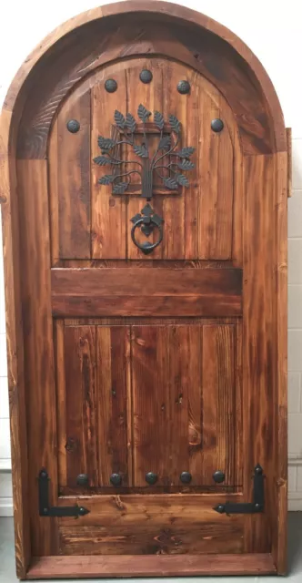 Rustic reclaimed solid Doug Fir door castle ironwork U choose size storybook