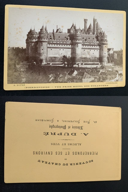 FRANCE, CHÂTEAU DE Pierrefonds. Vue prise Hôtel des Etrangers vintage albumen p EUR 49,00 - FR
