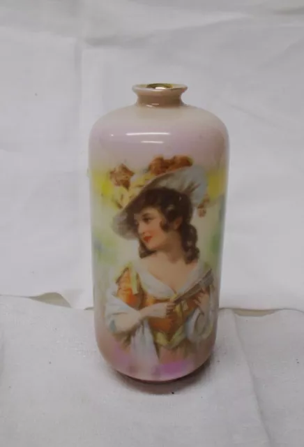 Antique Royal Bayreuth Lady Lovely Woman Portrait Porcelain Bud Vase