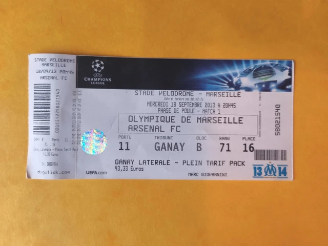 Ticket Billet Foot EAG Guingamp - Olympique De Marseille