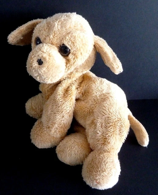 G6. DOUDOU PELUCHE CHIEN GIPSY Beige yeux noir  et gris billes 20cm - BE