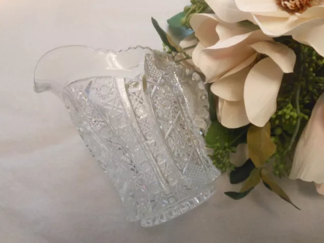 Vintage Crystal Handled Cream jug Cut Pressed glass