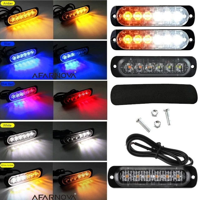 6 LED Recovery Strobe Flashing Lights Breakdown Lamp Grill White Amber Red Blue