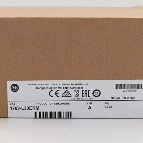 New Factory Sealed Allen-Bradley 1769-L33ERM CompactLogix 2 MB Motion Controller