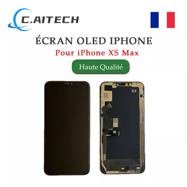 ECRAN OLED VITRE TACTILE SUR CHASSIS IPHONE XS max noir