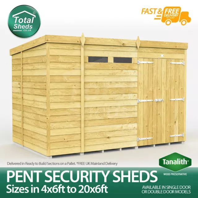 Total Sheds Double Doors Pent Security Shed Pressure Treated  Fast & Free Del