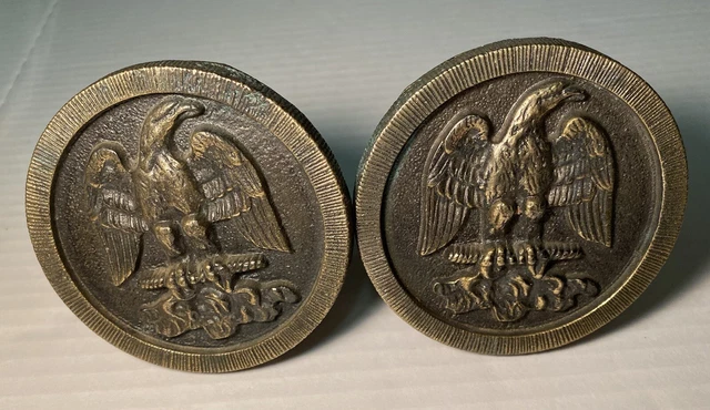 Antique Heavy Brass Eagle Curtain Tiebacks w/ Screw Backs